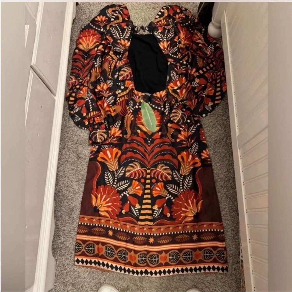 FARM Rio Long Sleeve Dress - Black, Orange, Red - Picture 3 of 4